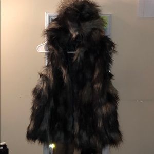 Hooded Faux Fur Vest